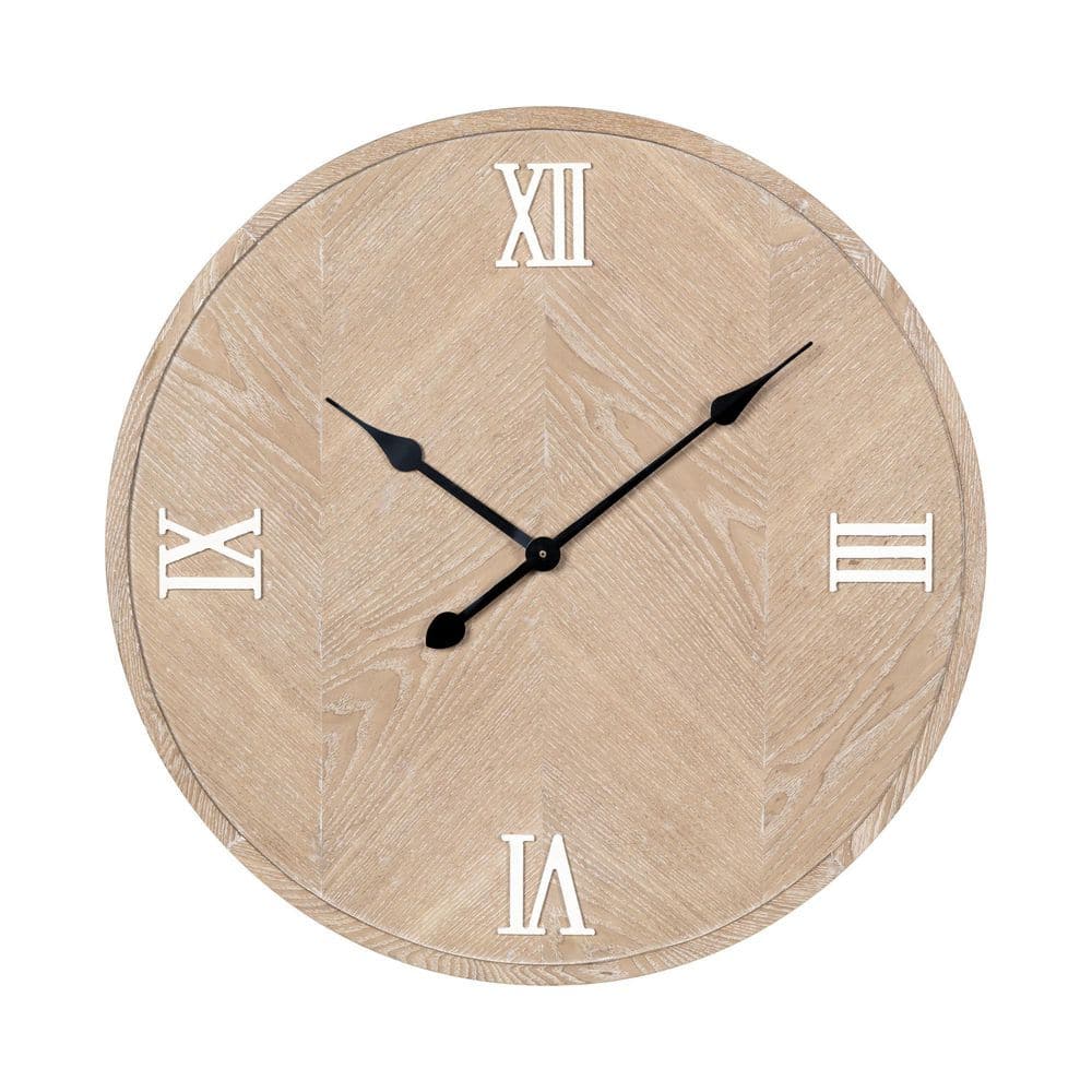 Stratton Home Decor 23.5 in. Kevin Wooden Wall Clock S47221 The Home Depot