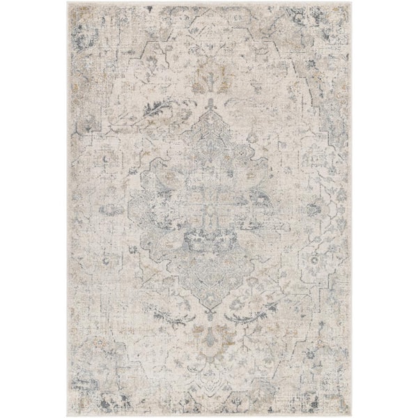 Livabliss Alpharetta Light Beige Medallion 5 ft. x 7 ft. Indoor Area Rug