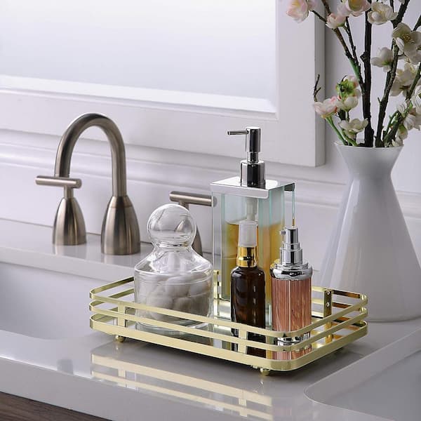 Afoxsos Classic Decorative Vanity Perfume Dresser Jewelry Organizer Makeup Mirror Tray (Polished Gold) SNPH039IN444 - The Home Depot Afoxsos Classic Decorative Vanity Perfume Dresser Jewelry Organizer Makeup Mirror Tray (Polished Gold) SNPH039IN444 - The Home Depot