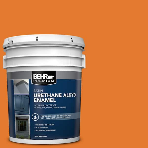 BEHR PREMIUM 5 gal. #OSHA-3 OSHA SAFETY ORANGE Urethane Alkyd Satin Enamel Interior/Exterior Paint