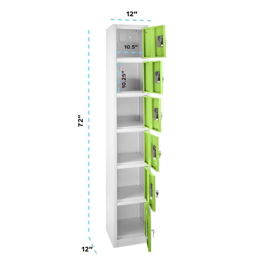 Green Solid Steel 6-Tier Freestanding Office Locker