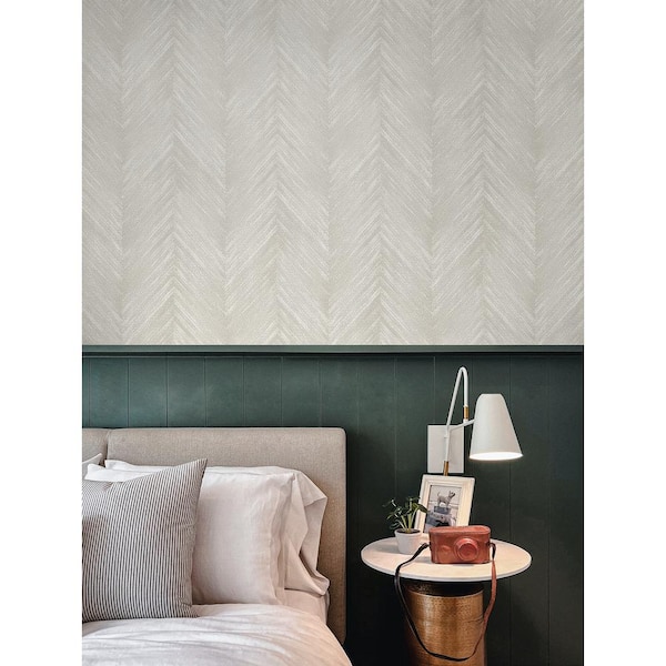 Mist Otto Chevron Unpasted Paper Nonwoven Wallpaper Roll 57.5 sq. ft.