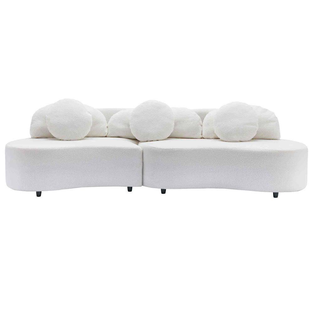 103.9" Modern Square Arm Velvet Rectangle Sofa, Upholstered Couch for Home or Office in. Beige