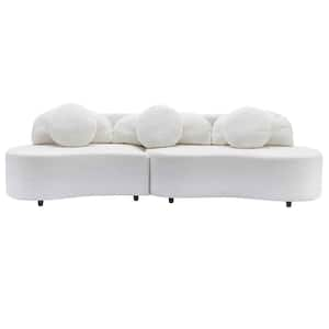 103.9 in. Modern Square Arm Velvet Rectangle Sofa, Upholstered Couch for Home or Office in Beige