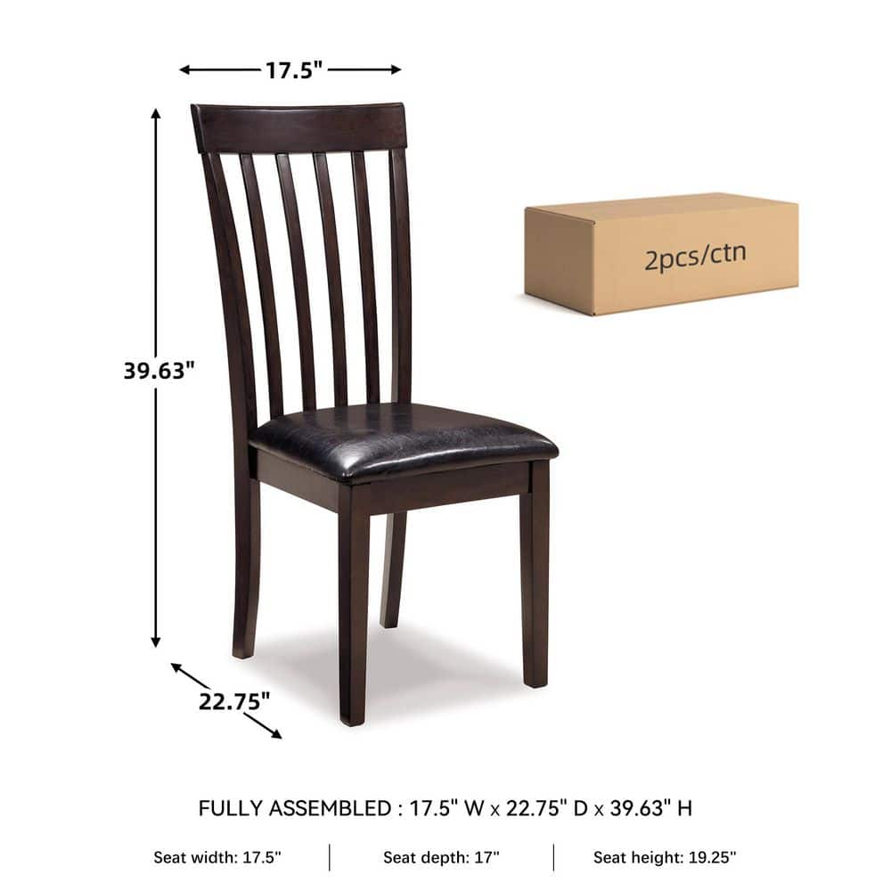 Set of 2 Hammis Dark Brown / Black Faux Leather Cushioned Side Chair Set of 2