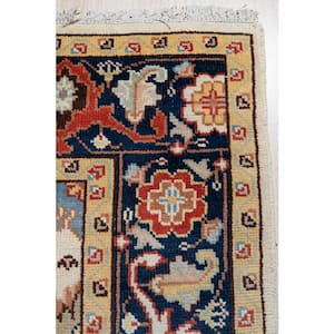 Ivory 6 ft. x 9 ft. Hand-Knotted Wool Traditional Mahal Rug Arear Rug