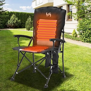 Oversized Camping Chair ,3 Heat Levels, Heated Folding Chair with Cup Holder, Supports 400 lbs. (battery not included)