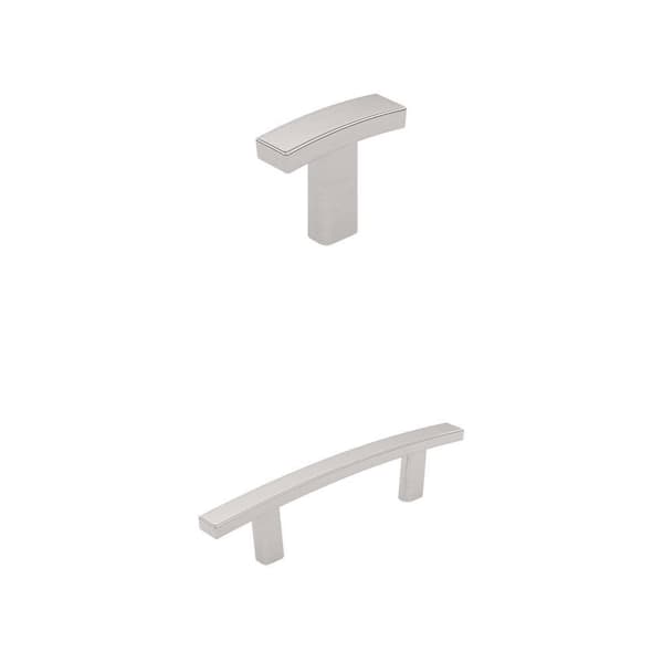 Padova Brushed Nickel Cabinet Pull 3 in. and Knob 1-1/2 in. Combo