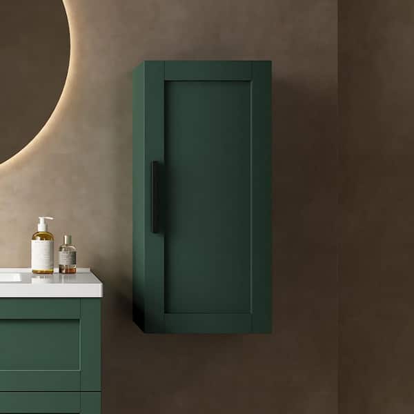 13.78 in. W x 11.81 in. D x 29.53 in. H MDF Wall Mounted Green Linen Cabinet