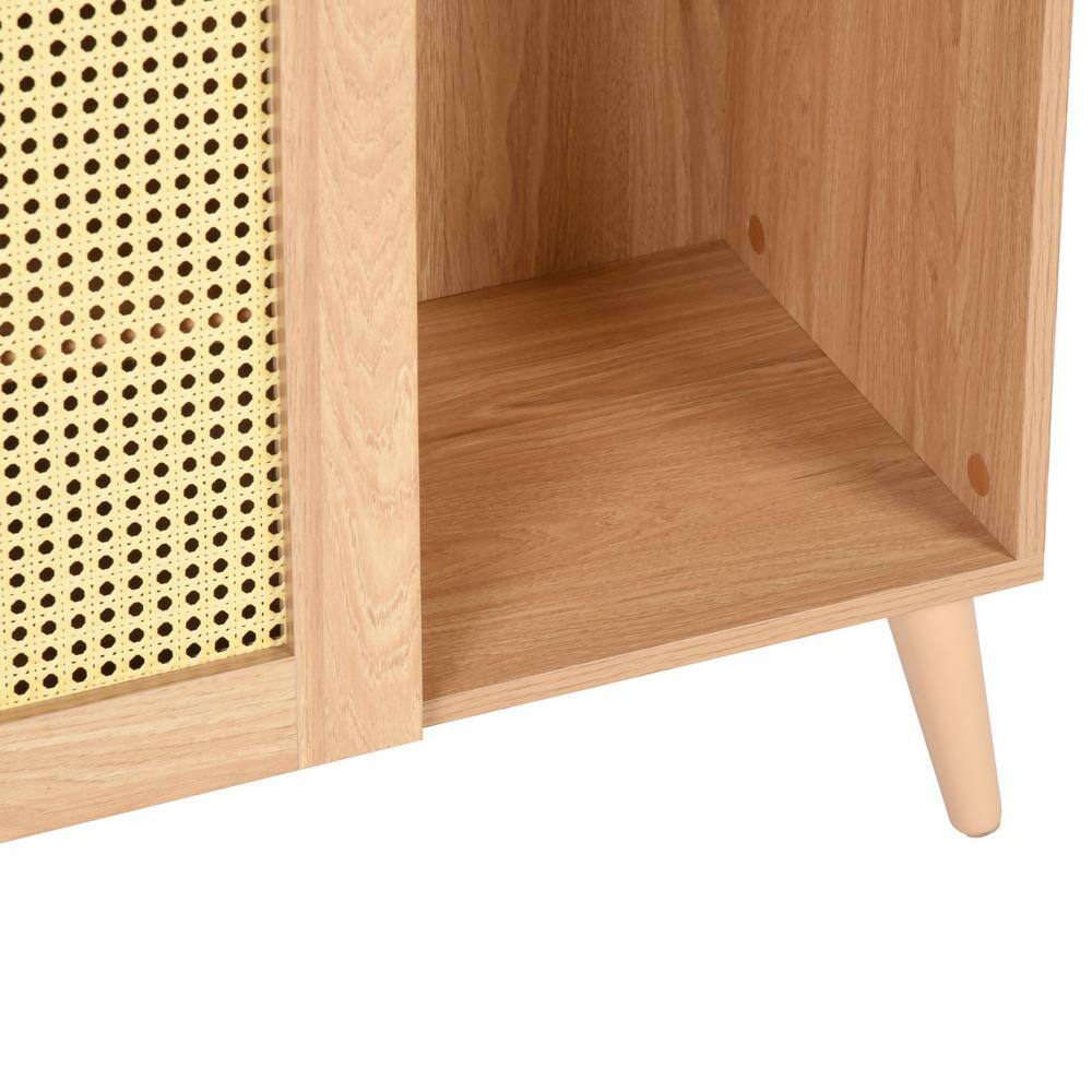 Farmhouse Oak 43.3'' Accent Cabinet with Faux Rattan Doors