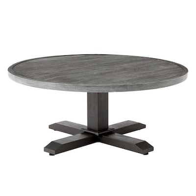 43 in. Grayson Ash Gray Round Steel Outdoor Patio Coffee Table