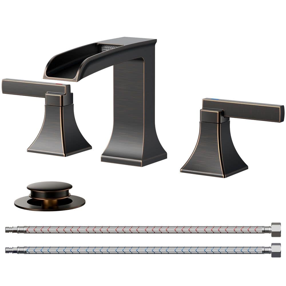 8 in. Widespread Double Handle Bathroom Faucet with Metal Pop-up Drain Lead-Free in Oil Rubbed Bronze price history on PriceWatchPro