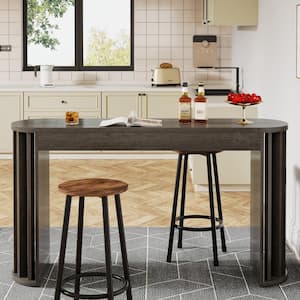Kearsten Gray 35.43 in. H, Count Height Wood Bar Table, Small Kitchen Dining Table, High Top Pub Table Cocktail Table