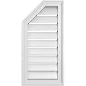 14 in. x 28 in. Octagonal Surface Mount PVC Gable Vent: Functional with Brickmould Frame