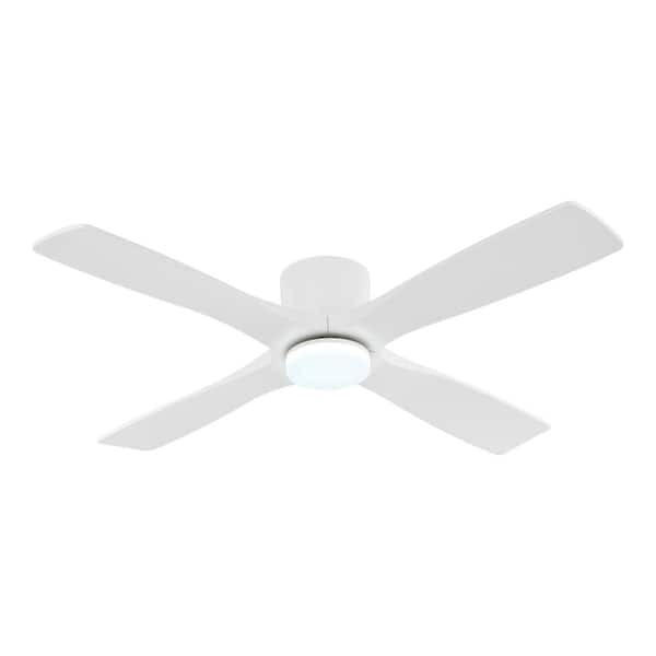 WINGBO 60 in. LED Indoor White Flush Mount DC Ceiling Fan with Lights