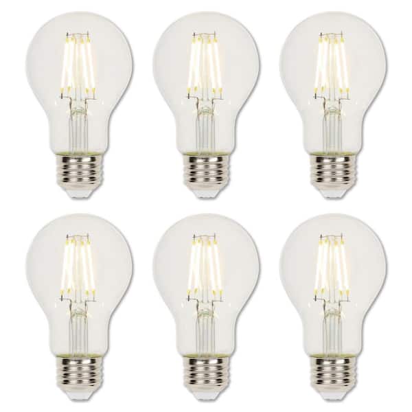 40-Watt Equivalent A19 Dimmable Clear E26 Edison Filament LED Light Bulb 3000K (6-Pack)