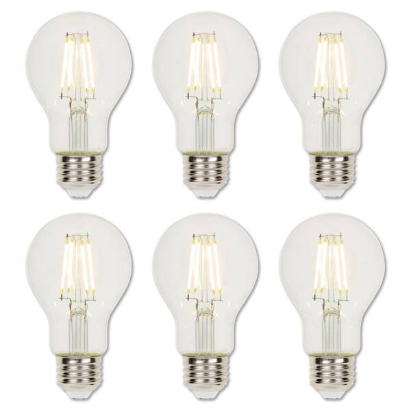 Westinghouse 40-Watt Equivalent A19 Dimmable Clear E26 Edison Filament LED  Light Bulb 3000K (6-Pack) 5257020 - The Home Depot