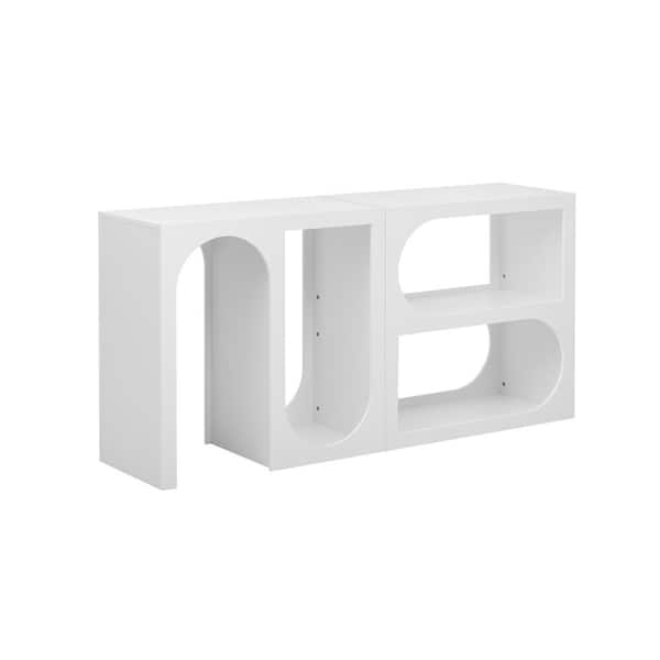 COWLOWN 62.8 in. W x 15.7 in. D x 31.4 in. H Bathroom White Linen Cabinet