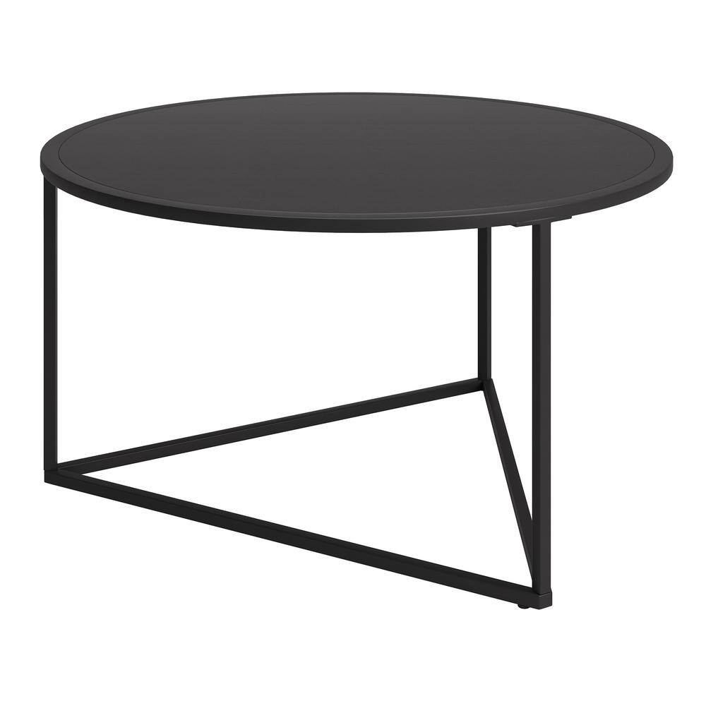 Scandinavian Minimalist Blackened Bronze Metal Round Coffee Table