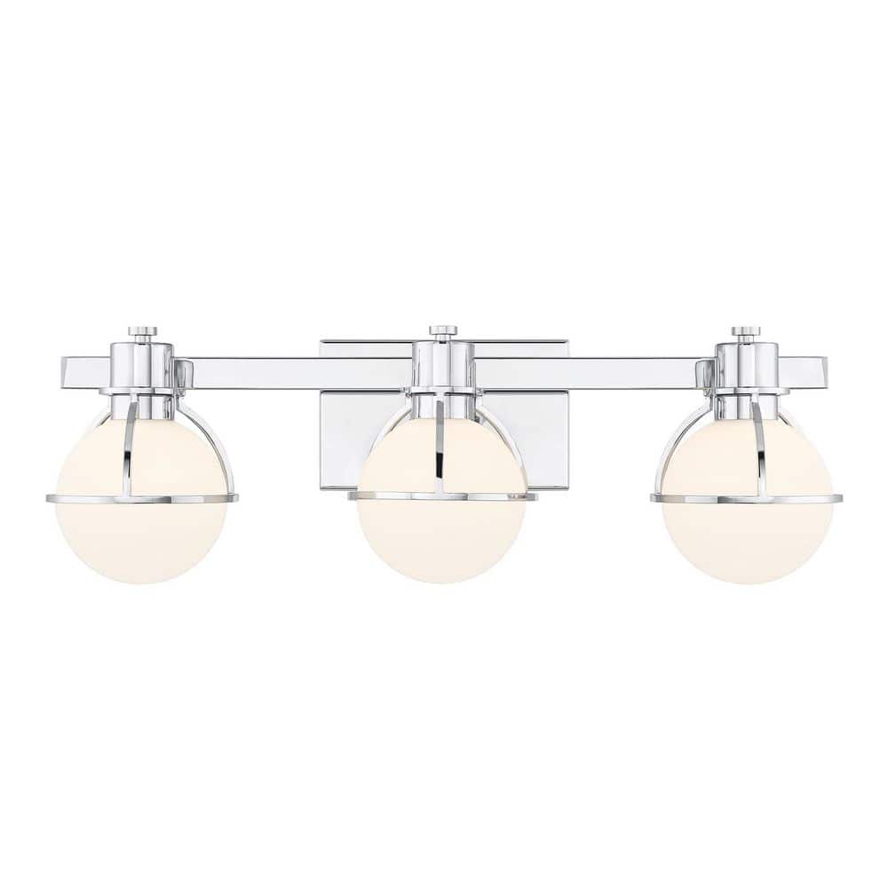 Pierce 24 in. W x 7.5 in. H 3-Light Chrome Bathroom Vanity Light with Opal Glass Shades price history on PriceWatchPro