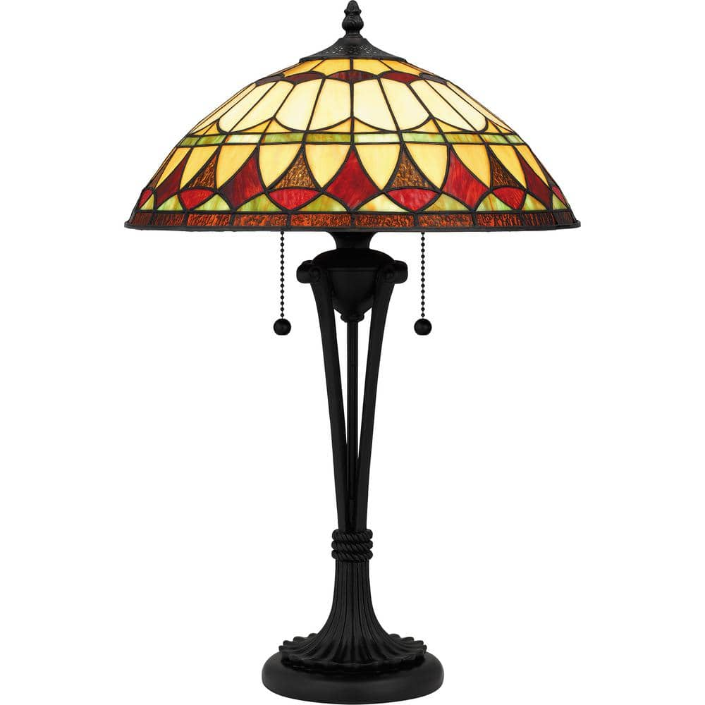 Quoizel Sevilla 23 .5 In. Matte Black Table Lamp With Multicolor Art 