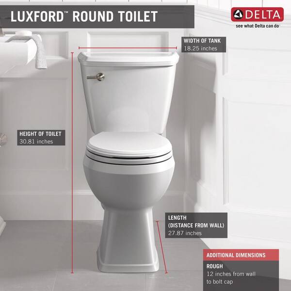 Delta - Luxford 2-Piece 1.28 GPF Single Flush Round Front Toilet in White