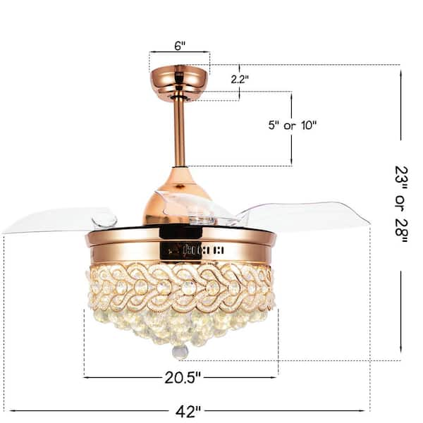 gold crystal ceiling fan