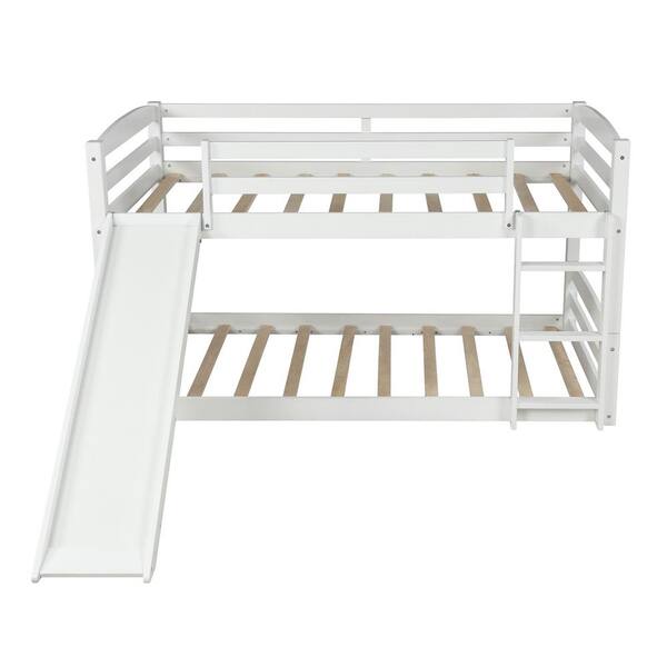 Bright Designs White Twin Bunk Bed Over, Bunk Bed Ladder Hooks Home Depot