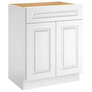 Newport 27-in W X 21-in D X 34.5-in H in Raised PanelWhite Plywood Ready to Assemble Floor Vanity Base Kitchen Cabinet
