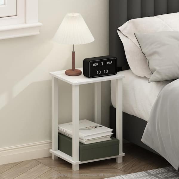 Simplistic White/White 13.4 in. W Nightstand