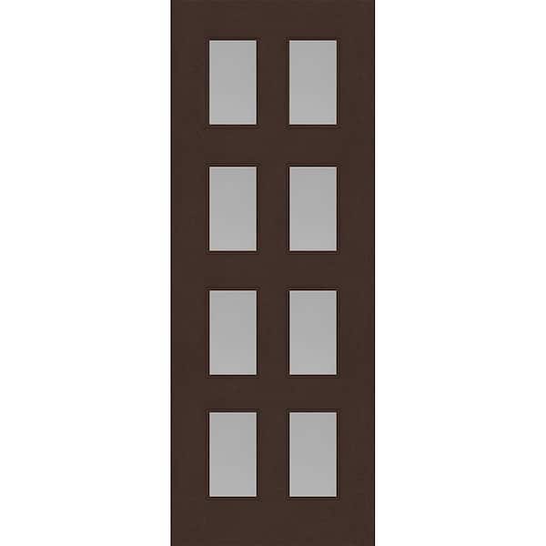 Steves & Sons Regency 42 in. x 96 in. Universal Handing 8L Modern Clear Glass Chestnut Stain Fiberglass Front Door Slab