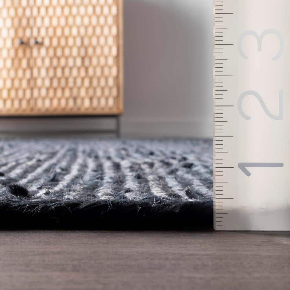 Handcrafted Navy Braided Jute Area Rug - Easy Care 73"x7"