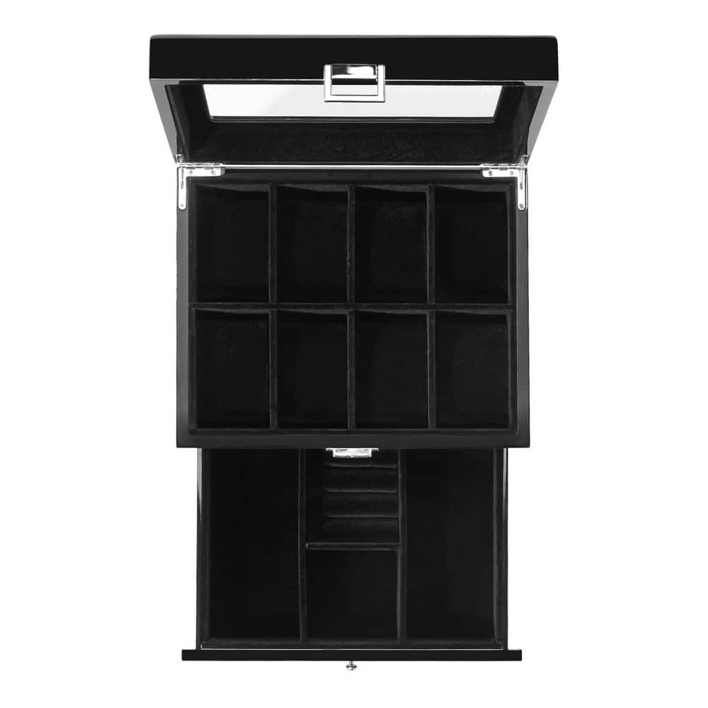 Piano Black 8 Slot Wooden Watch Box with Drawer LX1239 - The Home