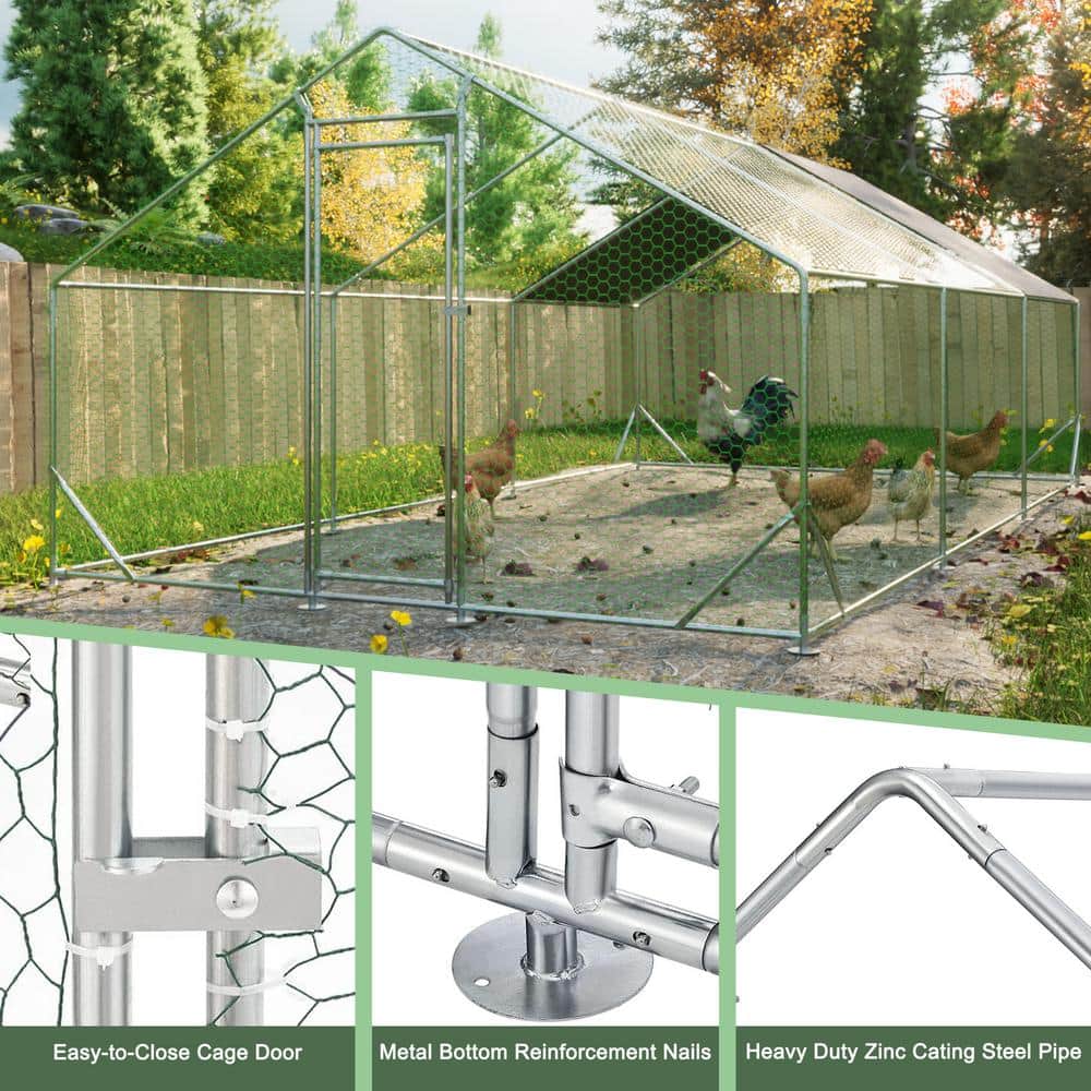 Large Galvanized Steel Chicken Coop with UV Cover