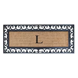 A1HC First Impression Myla 17.7 in. x 47.25 in. Monogrammed Rubber and Coir Monogrammed L Door Mat
