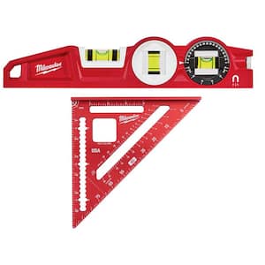 10 in. 360° Locking Die Cast Torpedo Level with 7 in. Rafter Square (2-Piece)