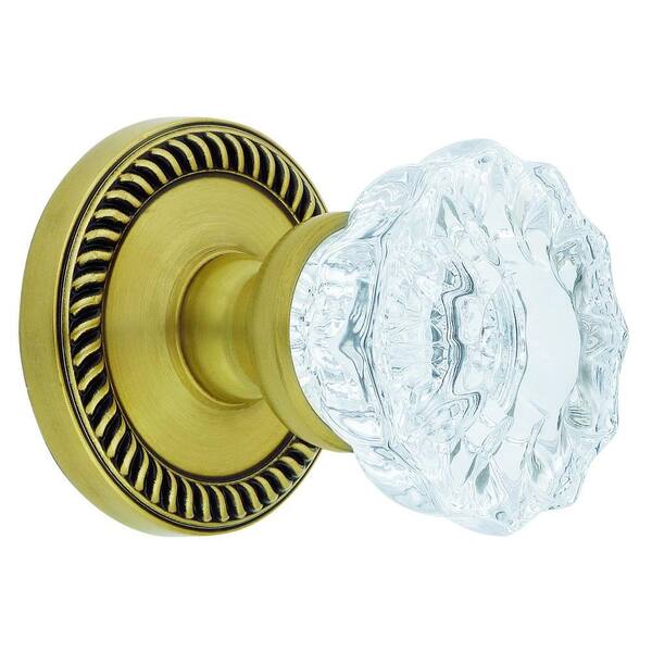 Grandeur Newport Rosette Vintage Brass with Dummy Fontainebleau Crystal Knob