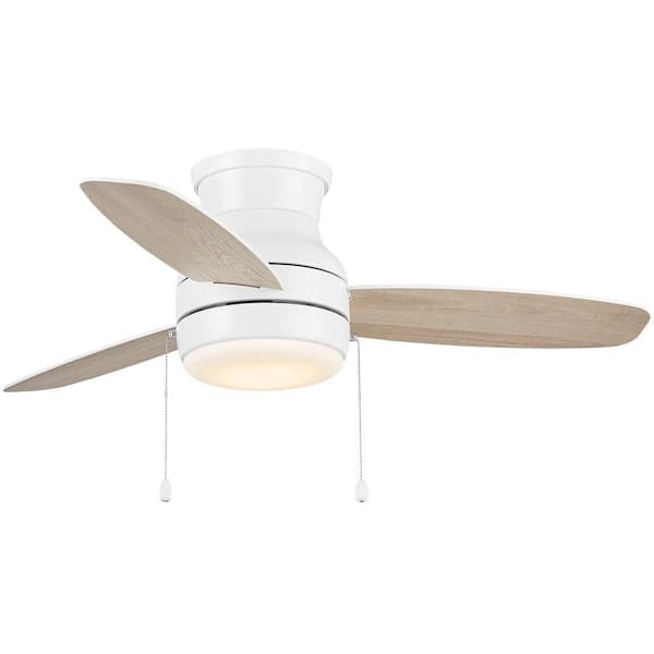 Hampton Bay Ashby Park 44 in. White Color Changing Integrated LED Matte White Indoor Ceiling Fan with Light and 3 Reversible Blades