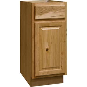 Hampton 15 in. W x 24 in. D x 34.5 in. H Assembled Base Kitchen Cabinet in Natural Hickory with Ball-Bearing Glides