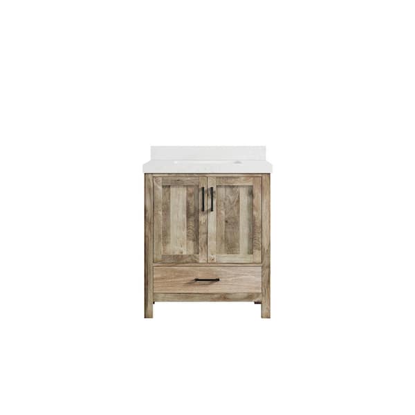 Willow Collections Malibu Mango 30 in. W x 22 in. D x 36 in. H Bath Vanity in Natural with 2 in. Empira Quartz Top