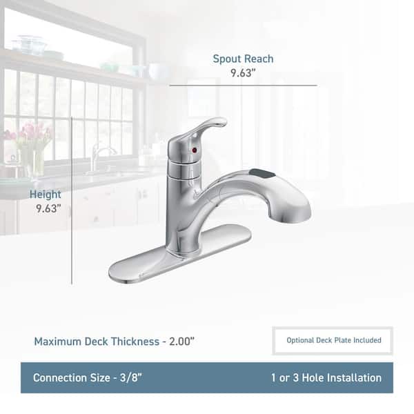 Renzo Spot Resist Stainless 9 in. H Pull Out Sprayer Kitchen Faucet with 360° Spout Swivel and PowerClean