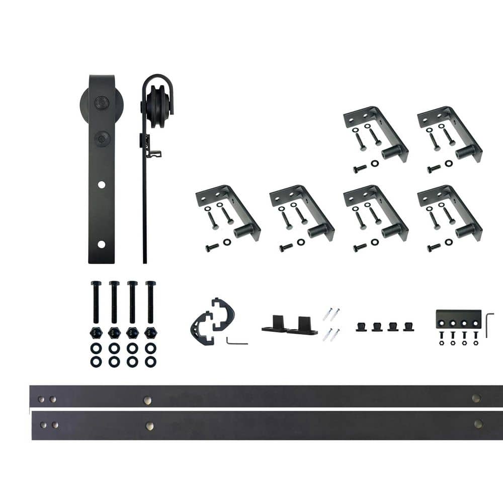9 ft./108 in. Black Rustic Ceiling Mount Non-Bypass Sliding Barn Door Track and Hardware Kit for Single Door price history on PriceWatchPro
