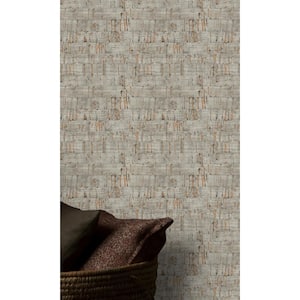 Taupe Cork-Like Natural Machine Washable 57 sq. ft. Non-Woven Non- Pasted Double Roll Wallpaper