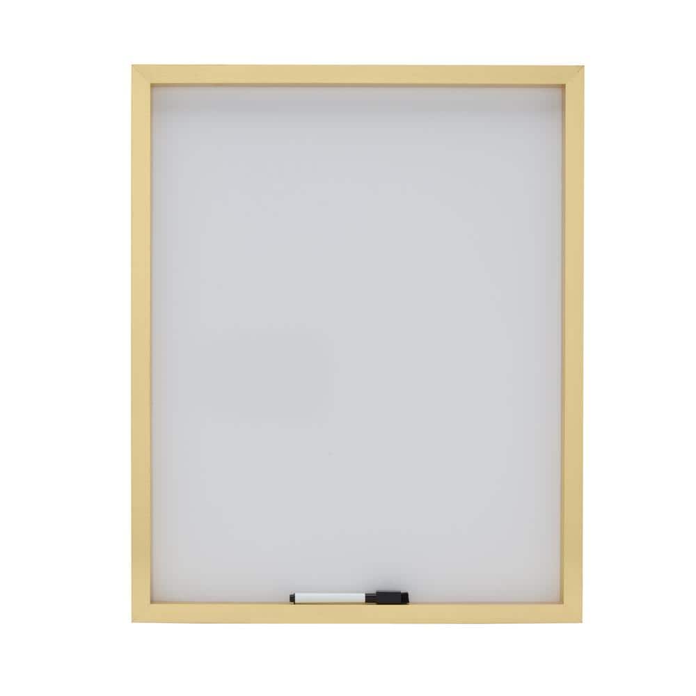 Gold Framed Dry Erase Whiteboard with Marker, 21x17