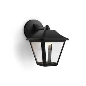 Coach Outdoor Black Large Square Hardwired Wall Light Lantern Sconce With Integrated LED Bright White (3000K) (1-Pack)