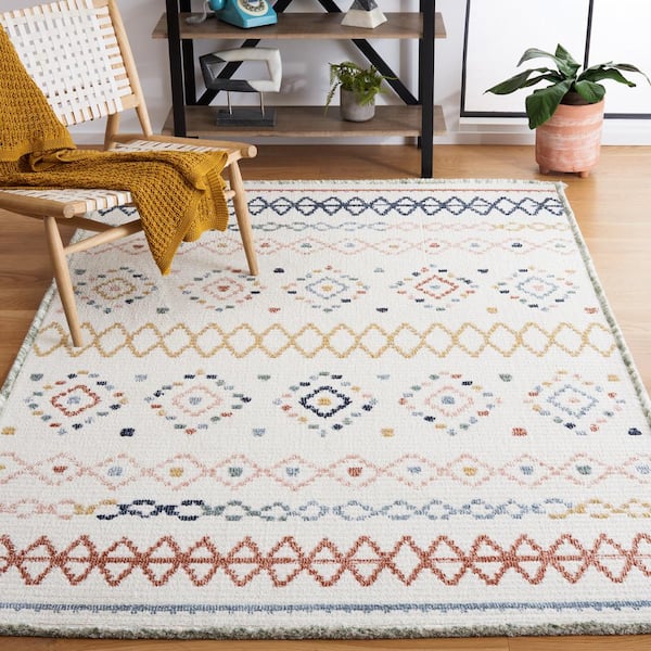 Marrakesh Ivory/Multi 7 ft. x 7 ft. Square Geometric Striped Area Rug