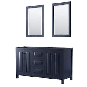 Daria 59 in. W x 21.5 in. D x 35 in. H Double Bath Vanity Cabinet without Top in Dark Blue with 24 in. Mirrors