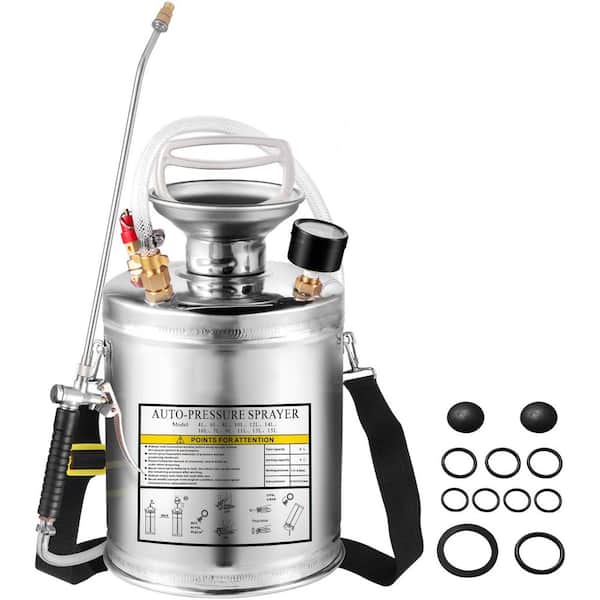 1 gal. Stainless Steel Manual Hand Pump Sprayer - Pressure Gauge ...