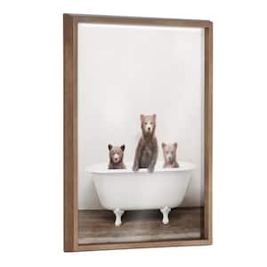 Three Little Bears in Vintage Bathtub by Amy Peterson Framed Animal Printed Glass Wall Art Print 24.00 in. x 18.00 in.