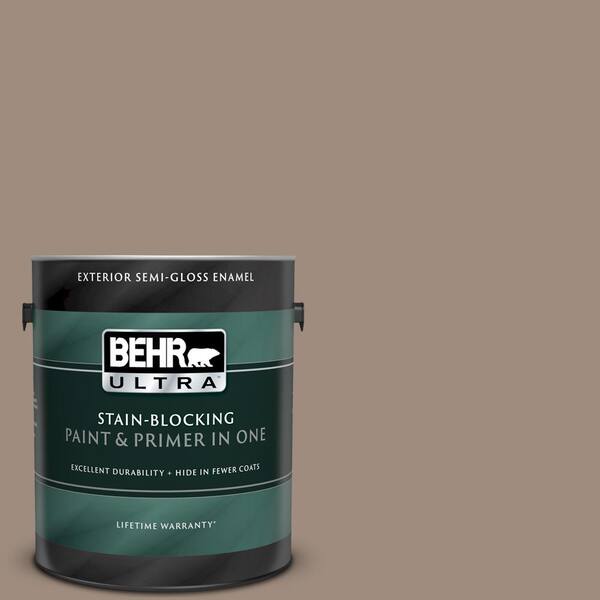 BEHR ULTRA 1 gal. #UL140-6 Antique Leather Semi-Gloss Enamel Exterior Paint and Primer in One